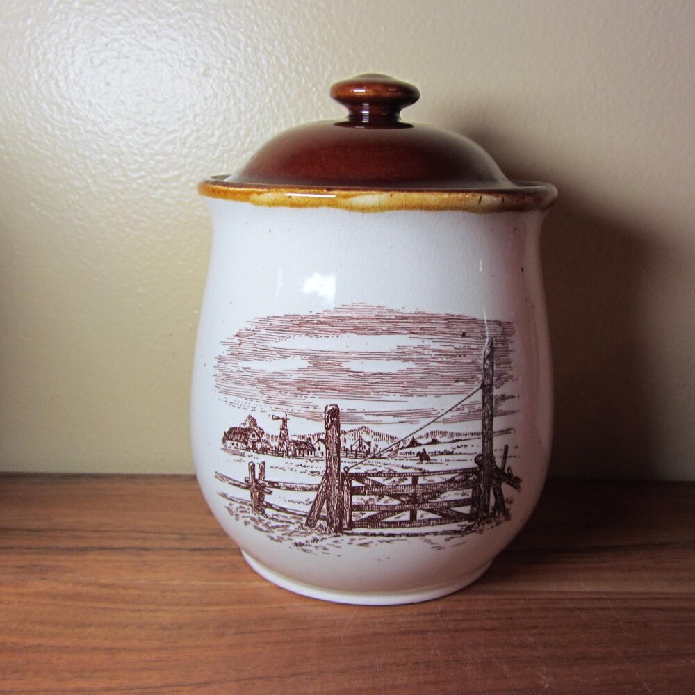 4 cups sky & plains canister vintage 1980 enesco japan (W3963)